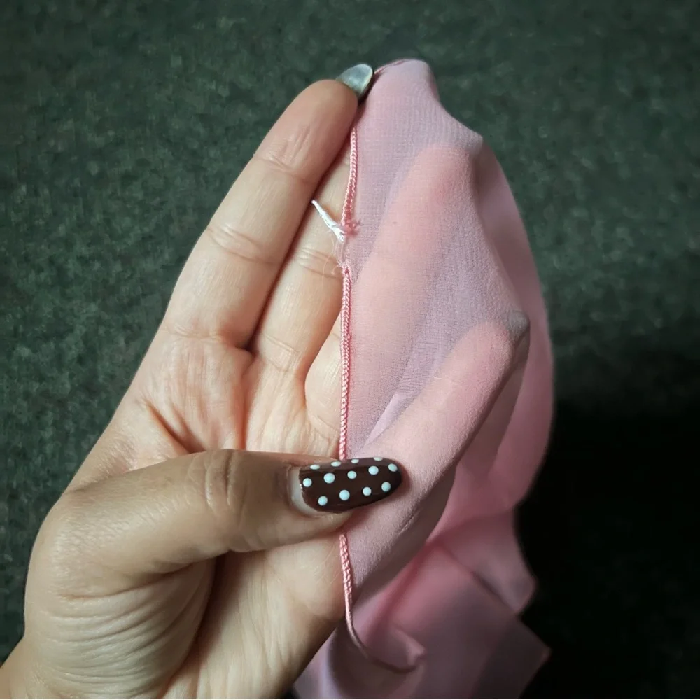 Vintage Chiffon Pastel Pink Handkerchief Headband Modest Head Covering Accessory